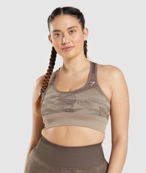 Women's Gymshark Adapt Ombre Seamless Sports Bra Brown | CA 708651